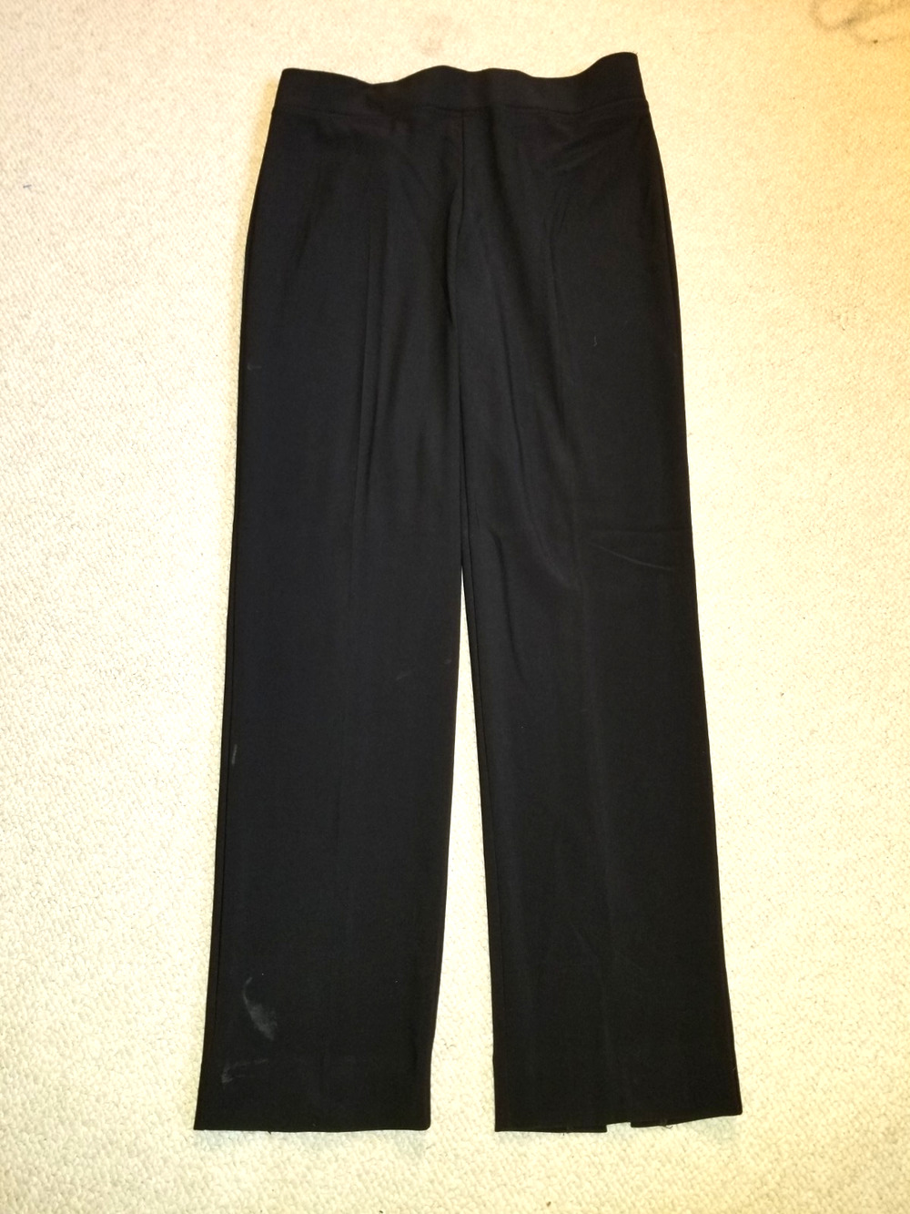 Womens Pants-JOSEPH RIBKOFF-black stretch elastic waist pull on straight leg-10